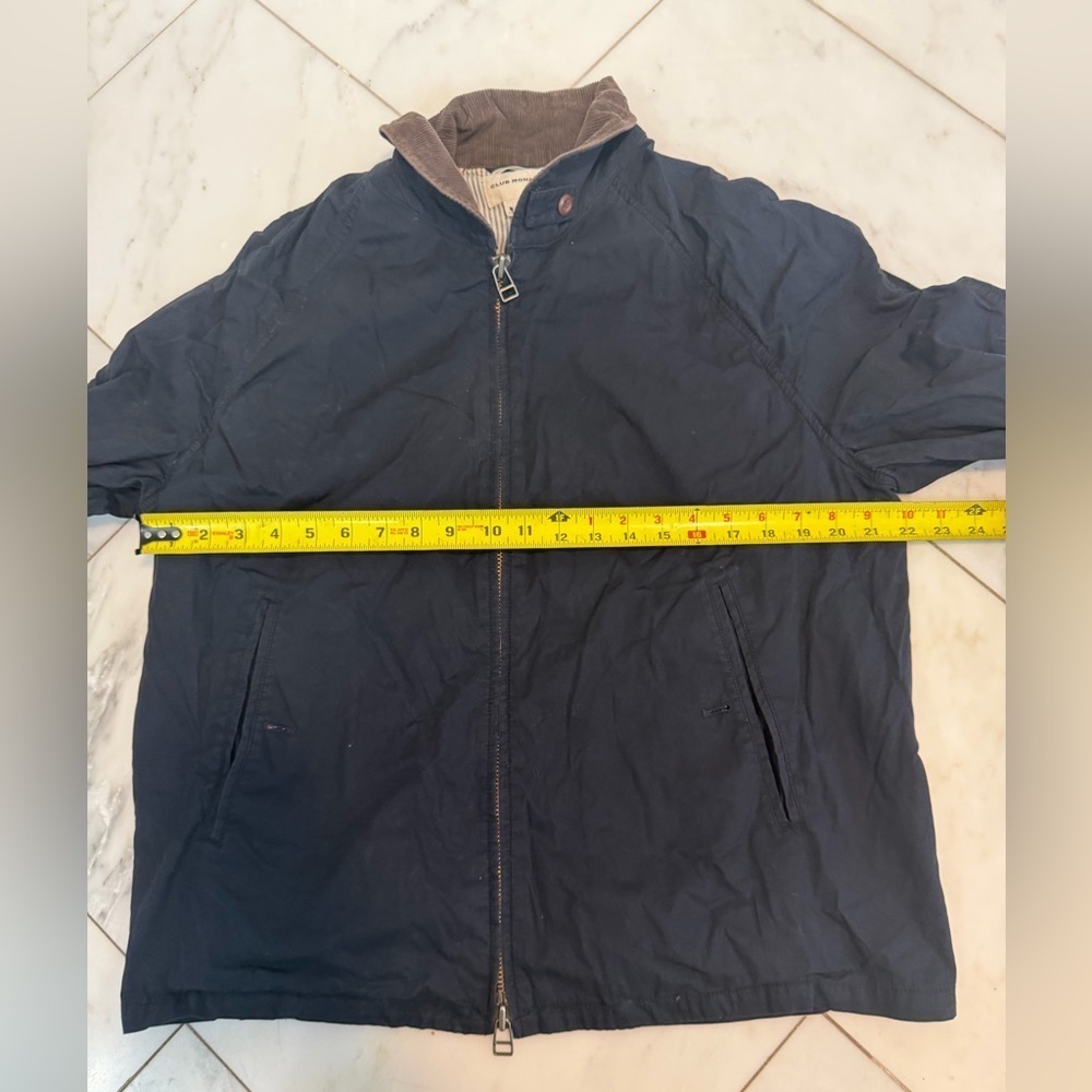 Club Monaco Women’s XL Navy Blue Canvas Jacket w/Tan Corduroy Collar 100% Cotton - Picture 4 of 8